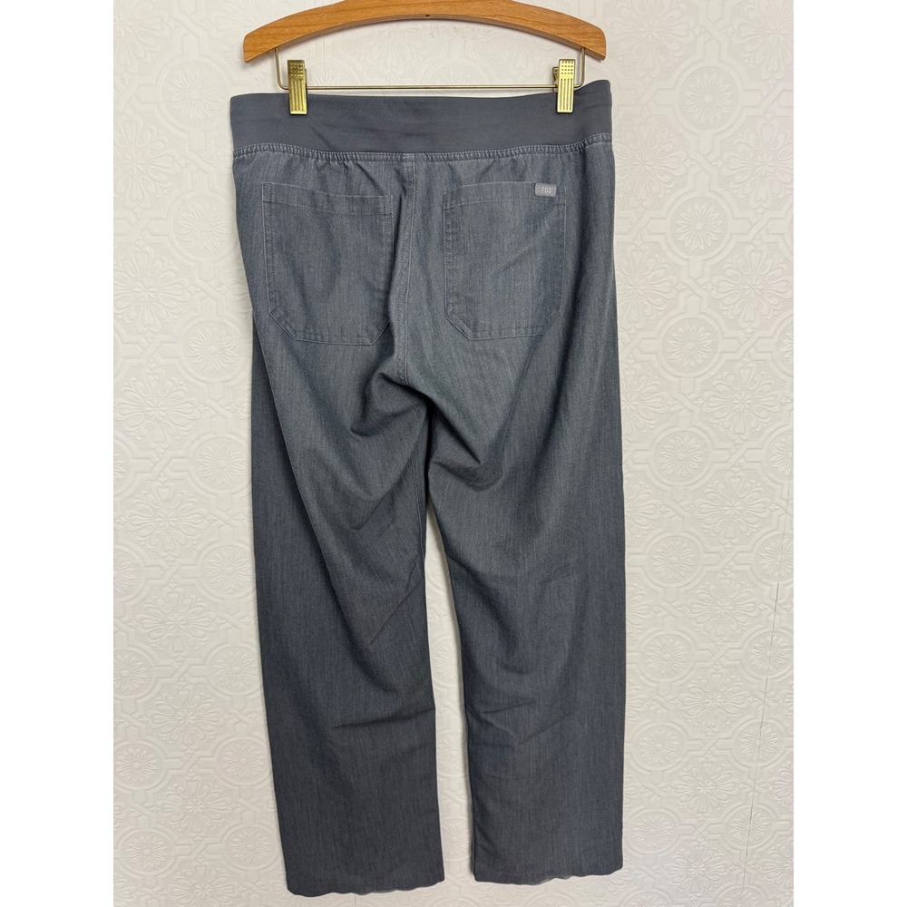 FIGS Heather Charcoal Gray Straight Leg Scrub Pants Teal Drawstring T21003P - Picture 4 of 5